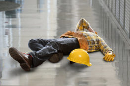 construction worker injured after slipping and falling