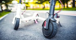 parked black and white scooters